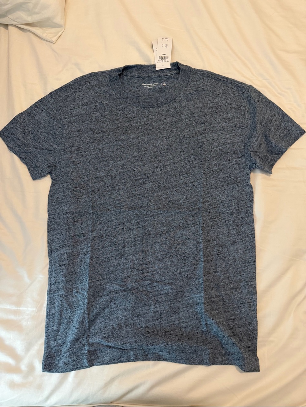 Abercrombie & Fitch Men's Heathered Blue Short Sleeve Tee